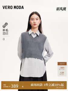 Vero Moda Knitted Shirt Autumn Winter Set with Wool Belted Commute 324451002 Womens Simple Straight Long Sleeve Polyester Blend