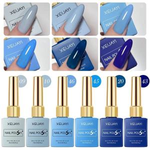 XEIJAYI 15ml Gel Nail Polish 6 Colors of Blue Nude Nail Art Varnish Gel Lacquer Top Coat DIY  Design All for Decoration Soak