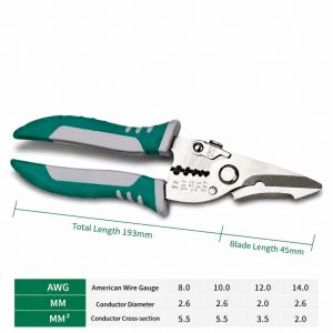 JUSTINLAU Multifunction Electrician Scissors Quick Wire Stripping Tool Adapt AWG 8.0‑14 7&8 Inch Hand Wire Stripper Tools