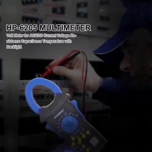 Holdpeak | HP6205A True RMS Clamp Meter: 6000 Counts Auto-Range Measures AC/DC V A Ω Hz Temp 38mm Jaw Backlight Data Hold Portable