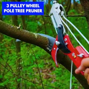 Heavy Duty 3 Pulley Wheel Pole Tree Pruner Tree Pruning Saw Tree Cutter Gergaji Dahan Kayu Buah Buahan RAMBUTAN Pruning Shears Pruning Shear Rambutan Cutter Tree Pruner Trimmer Shear Rambutan Shear Gunting kait buah Gunting Rambutan Dua Mata