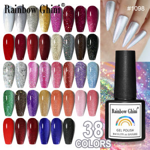 RG 8ML 38 Colors Shinning UV Gel Varnish Wine Red Blue Glitter Semipermanent Gel Nail Polish Colorful Professionals UV Nail Gel
