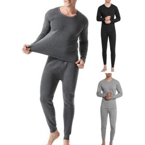 Bộ Đồ Lót Giữ Nhiệt Nam Dài Tay Hút Ẩm Thoáng Khí Lông Cừu Loungewear Thường Ngày Làm Dày Quần Áo Ở Nhà Polyester