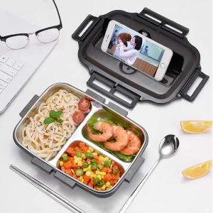 Portable 304 Stainless Steel Bento Box Lunch Box Leakproof Microwave Heating Food Container Tablewar