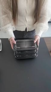 Hộp HT12 HT17 HT203 hộp nhựa đế đen nắp trong đựng thực phẩm đựng bánh dùng 1 lần