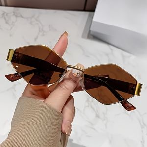 2 Chiếc Retro Lục Giác Gọng Vàng Mắt Kính Nữ Thời Trang Nhẹ Hàng Ngày Hợp Thời Trang Bảo Vệ Chống Tia UV Kính Mắt