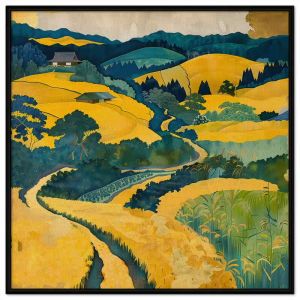 Tranh phong cảnh quê hươngcánh đồng lúa chín vàngphong cảnh vùng miền núitranh treo tườngdán tường.CGI-489