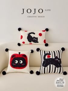 Cute Cartoon Pillow Core Included Luxury Square Pillow Home Fabric Pillow Cotton Linen Material Washable Universal Pillow