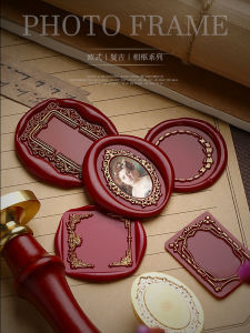 Suidisi Photo Frame Wax Seal Frame Copper Head European Style Retro Literary Style Collection Handmade DIY Sealing Wax Carved Brass Seal Head Envelope Invitation Seal Sealing Wax Cover Seal