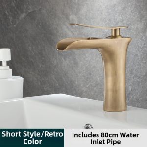 JUNSHEN | Gun Gray Waterfall Faucet Brass Hot and Cold Bathroom Basin