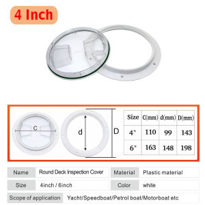 RYSJM | 4-6 Inch Boat Inspection Deck Plate Hatch Marine Round Inspection Hatch Cover Plate Cut Out ABS Plastic Anti-corrosive Boat Deck