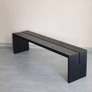 Miji Style Solid Wood Bench Ash Carbonized Black Dining Stool Hallway Bench Bedroom Bed End Stool Shoe Changing Stool