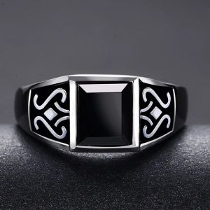 Cincin Elegan Desain Black Onyx Grafitty (Adjustable)