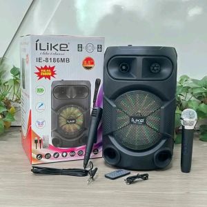 ILike IE-8186MB 8.5Inch Portable Bluetooh Speaker with Dual MiC（Wireless Mic+Wire MIC