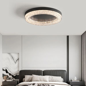 80CM Modern Luxury Style Led Ceiling Lamp For Living Room Bedroom Kitchen Study Round Black Copper Lamp Ceiling Chandelier Lights