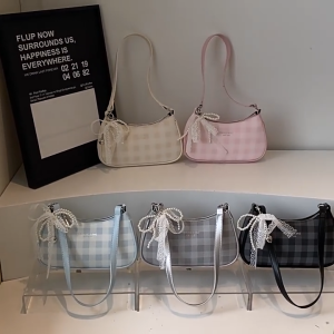 Túi xách nữ đẹp túi kẹp nách kẻ ô thời trang trẻ trung tặng kèm dây nơ ngọc Thanhthushop68 093