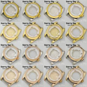 Starry Sky 31mm Ladys Sapphire Glass Gold/Rose Gold Series Watch Case Watch Parts Fit NH05 Automatic Movement Watch Accessories