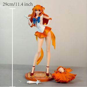 Bandai | 29cm 11.4 inch Anime EVA Asuka Figures Pvc Statue Desktop Ornamen Collection Statue Model Decoration Room Desk Toys Gifts