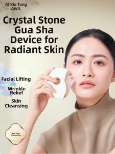 Electric Crystal Stone Gua Sha Board Facial Massage Tool for Neck Acupoint Unblocking Professional Face Scraping Board