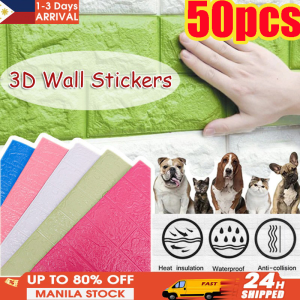 50pcs Foam Wall Stickers 3D Self-Adhesive Wallpaper Sticker Waterproof Foam Brick Room Design for Wall Wall Decoration for Plywood Wall Wallpaper Sticker