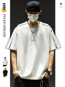SZON | Mens Short Sleeve American Patchwork Two-Piece Imitation T-Shirt Summer