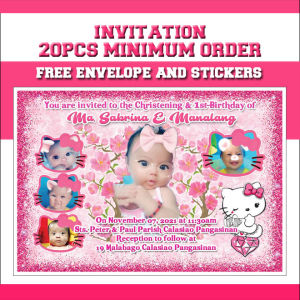 HELLOKITTY Invitation SOLD PER PIECE (FreeLayout-20pcs Minimum) 3r size party birthday christening baptism baby kids