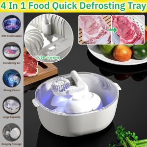4 In 1 Quick Defrosting Tray Frozen Food Defroster With Cover Fast Food Thawing Box 肉类解冻器