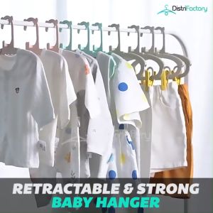 Space Saving Retractable Hanger with Trouser Clip Vertical Hanging Kid Hanger