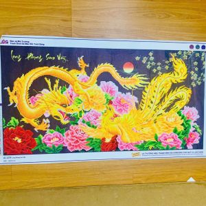 [THÀNH PHẨM] Tranh Đính Đá Long Phụng Sum Vầy - Biểu Tượng Hạnh Phúc & Tài Lộc (100x55cm)