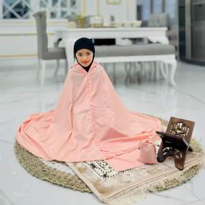 mukena traveing 2in1 anak 4-10 tahun bahan parasut korea motif bunga dan polos free sejadah muka