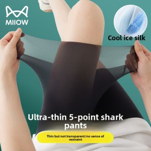 Miiow | Ultra-Thin Ice-Silk Sharkskin Shorts Womens Summer Bottoming Safety Riding Yoga Five-Quarter Length Mid-Pants Breathable