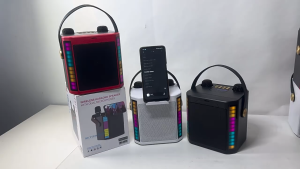 ortable Bluetooth speaker high-quality RGB lights and wireless dual microphones for home karaoke sp
