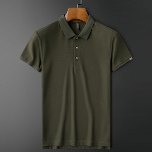 Business Casual Slim Fit Short Sleeve Polo Shirt Cotton Feel Waffle Light Luxury Summer White T-Shirt for Men Fashionable Brand