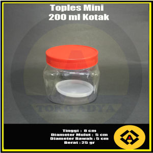 TOPLES PLASTIK KOTAK BULAT 200 ml (ISI 10) Toples Coklat Toples Mini Toples Sambel Sambal Cumi Toples Jar Plastik Toples Bumbu
