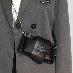 Bead Chain Womens PU Mobile Phone Crossbody Bag For Daily Commute Office Work Solid Color Shoulder Bag Lady Purses