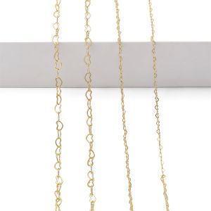 1m/bag 2 Sizes 14K Gold Plated Heart Shape Link Chain Brass Copper Chains For DIY Necklace Bracelet Jewelry Making Accessories