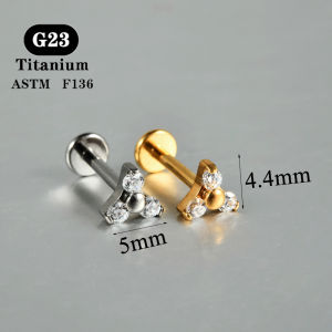 1PC ASTM F136 Titanium Zircon Flat Back Earring Flower Ear Studs Lobe Helix Tragus Cartilage Piercing Jewelry 16G