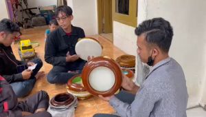 Rebana Hadroh Kayu Mahoni Satu Set Bas Banjari