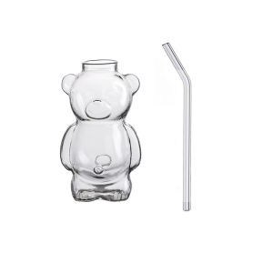 Ly Thủy Tinh Hình Gấu YWDL Dễ Thương Hoạt Hình Chất Liệu Thủy Tinh Borosilicate Cao Cấp Cốc Cà Phê Đồ Trang Trí Tiệc Halloween Đồ Uống Nước Ép Trà Sáng Tạo