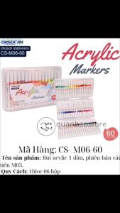Bút màu acylic 1 đầu phiên bản cải tiến. Thân bút to nhiều mực đầu bút làm bằng sợi Polyester chất lượng màu cao cấp.
