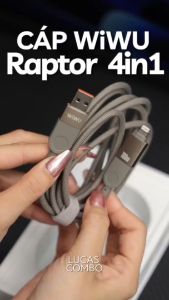 Cáp Sạc Đa Năng 4in1 sạc nhanh PD 100W dài 200cm USB-C + USB-A ra Type-C + L cho iPhone / cho iPad/ cho Macbook Laptop / Điện thoại thông minh hiệu WIWU Raptor - Chống Rối Siêu Bền Chip Thông Minh Tích Hợp Sạc An Toàn