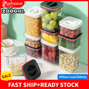 Royalstar Airtight Food Container with Easy Open Lock Lid Dry Food Canister Stackable Leak Proof Canister Transparent Organizer Storage