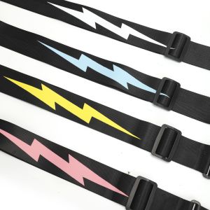 Ballad Guitar StrapLightning Pattern Instrument Guitar Strap5cm Width Electric Guitar StrapLeather Head Acoustic Guitar Strap
