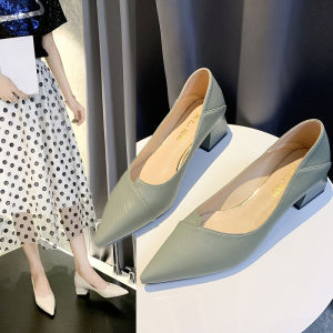 Giày Cao Gót Mũi Nhọn Đế Dày Cho Nữ Mùa Xuân 2025 Giày Đơn Thời Trang Màu Đen Thường Ngày Đế Cao Su