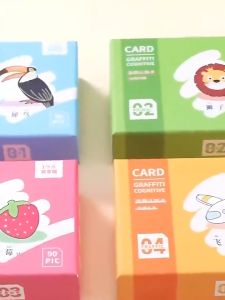 JoyToy Reusable Kartu Flash Doodle Hewan Buah dengan Pena Air untuk Anak-anak Kartu Edukasi Awal Belajar