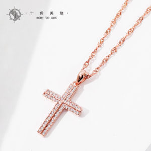 SHISHANGMEIDI | 925 Silver Cross Pendant Necklace Gold Plated