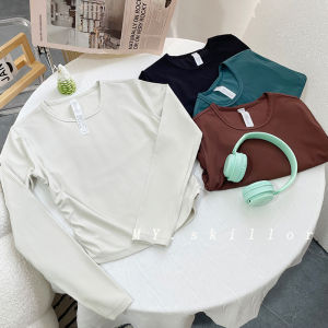 Slimming Effect Long Sleeve Yoga Top Womens Sportswear Quick Dry Breathable Waist Cinched Gathered Design Nylon Fabric