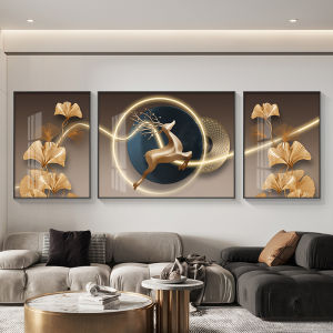 Modern Minimalist Large Sofa Background Wall Hanging Painting Three-Link Living Room Decorative Artwork Luxury Sensation Wall Art