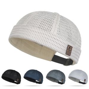 WRELS | Outdoor Sport Cap Breathable Mesh Melon Hip-Hop Hat Fashion Summer Adjustable Ultra-Light Brimless Cycling Docker Beanies