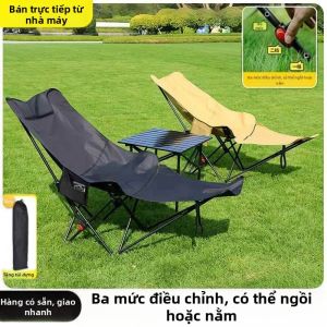 Ghế Xếp Gấp Gọn 3 Cấp Độ Có Đệm Chân Ngồi và Nằm Di Động Chịu Trọng Lượng Cao
